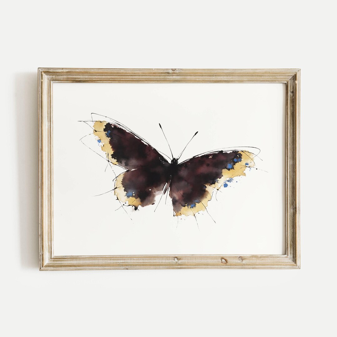 Mourning Cloak Butterfly Watercolor Ink Wall Art Print, Nursery ...
