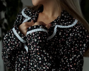 Pigiama in flanella floreale: comodo pigiama in cotone da donna