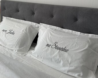 Personalized Boiled Cotton Pillowcases, Wedding Gift