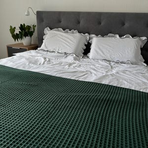 Waffle blanket, Gray Waffle Blanket, Cotton Waffle Blanket, Organic Cotton, Boho throw blanket , Soft Cotton Blanket , Cozy plaid, Bedspread