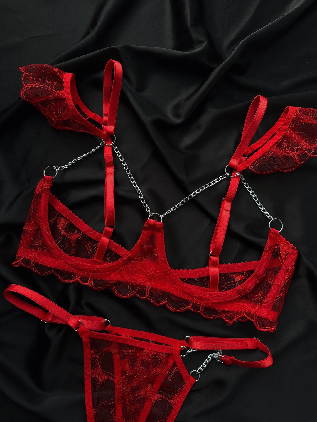 Open Cup Bras, Open Cup Lingerie, Open Lingerie Set, Open Red Panties ...