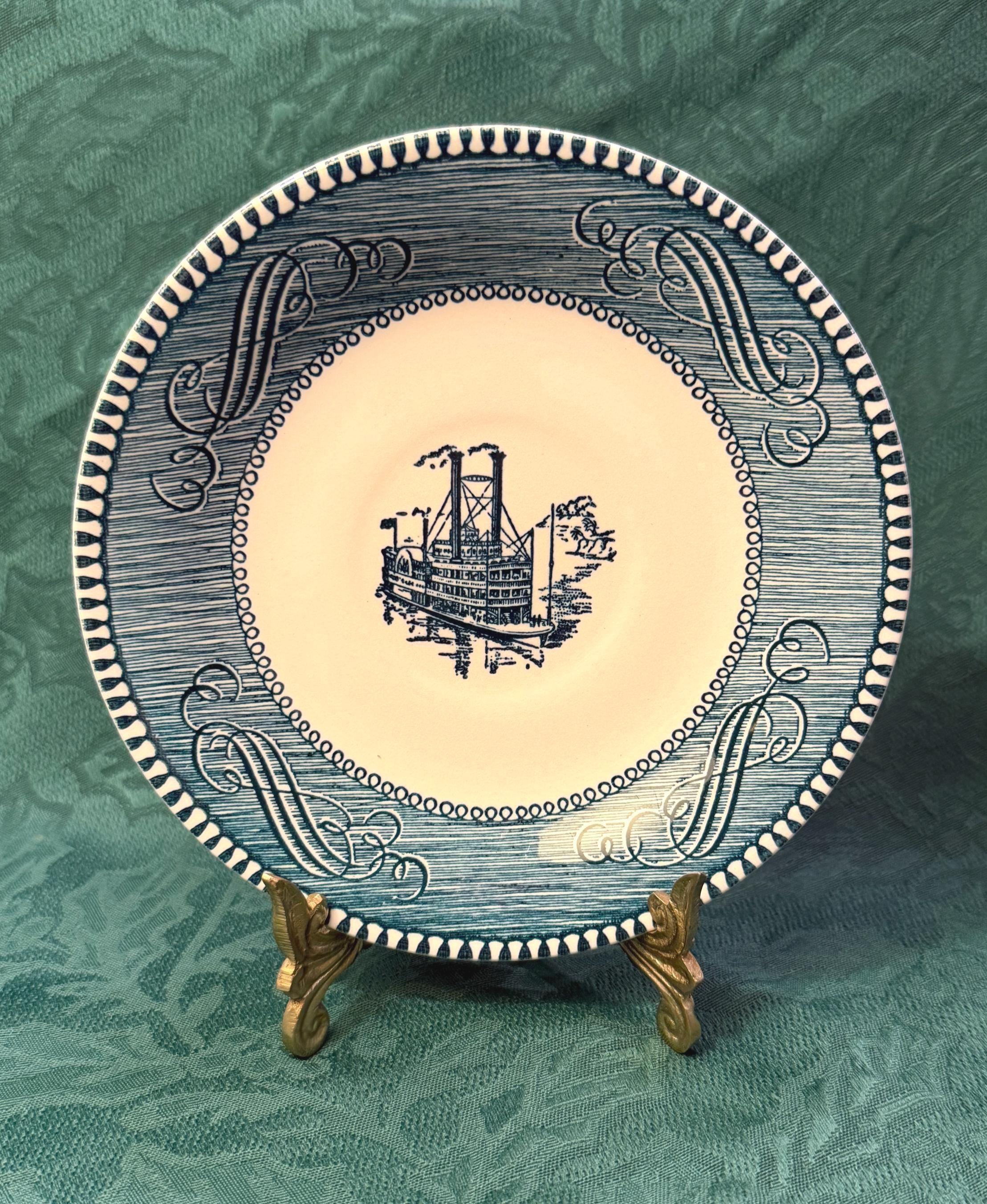 Blue Steamboat Plate - Etsy