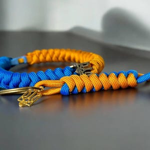 Set Keychain and Ukraine Bracelet Tryzub Paracord  Blue And Yellow Bracelet, Made In Ukraine, Patriotic Jewelry, Paracord Set