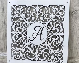 Rejilla de ventilación de metal blanco personalizada: rejilla con monograma personalizado