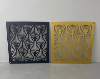Cubierta de ventilación metálica Art Déco: rejilla de ventilación personalizada, registro de pared cuadrado decorativo