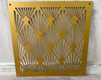 Cubierta de ventilación metálica Art Déco dorada: Rejilla de pared cuadrada decorativa personalizada