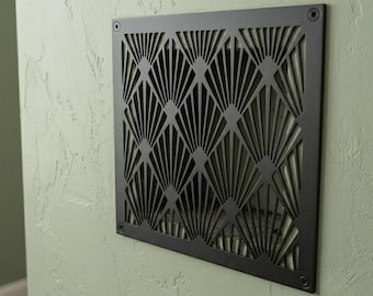 Cubierta de ventilación decorativa negra estilo Art Déco: rejilla de retorno de aire cuadrada