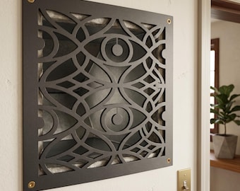 Cubierta de rejilla de retorno de aire metálica totalmente personalizable: panel decorativo para sistemas de climatización.