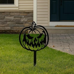 Halloween Yard Art Pumpkin Face Stakes Outdoor Lawn Decoration Spooky Garden Decor Fall Porch Display Halloween Party Gift Garden Stake