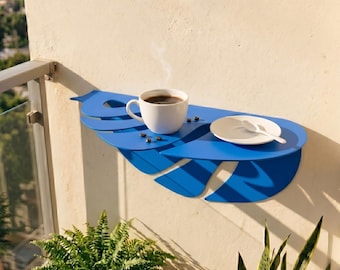 Estantería flotante para balcón que ahorra espacio: Mesa pequeña de pared azul oscuro
