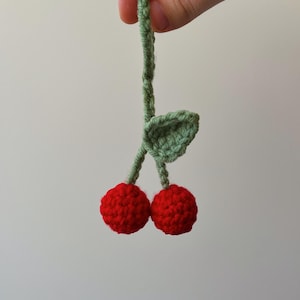 Crochet Cherry Charms - handmade crochet bag charms keychains