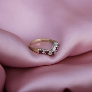 Ruby and diamond wishbone ring