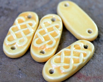 Light Yellow Knots Ceramic Jewelry Connectors (2 pc.)