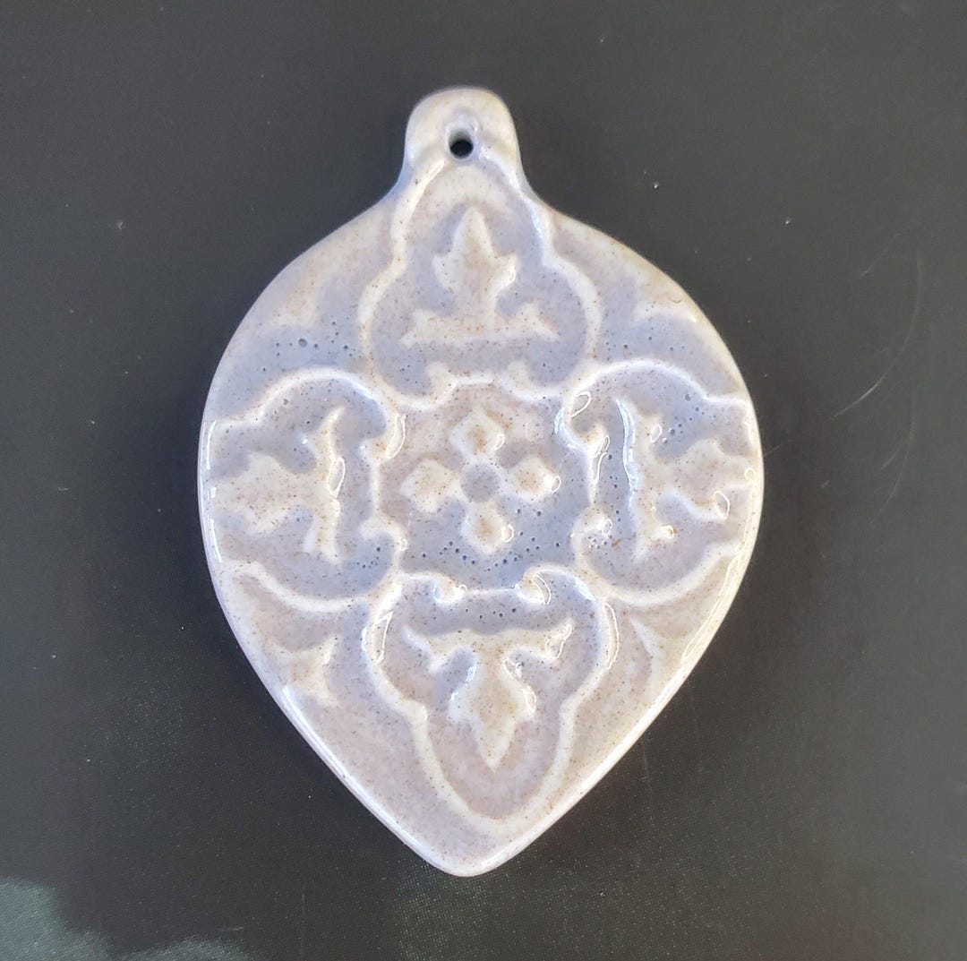 Pale Periwinkle Leaf Ceramic Handmade Focal Necklace Pendant for ...