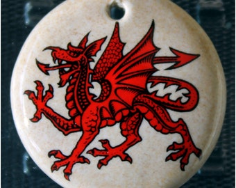 1" Red Dragon Pendant - Ceramic Focal Pendant