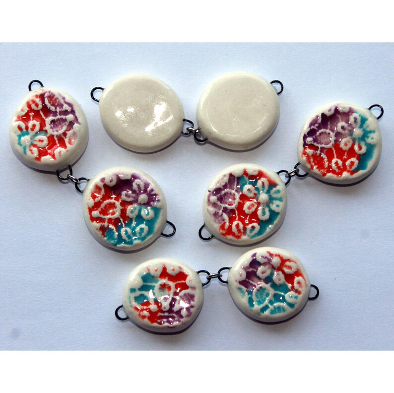 2pc. Colorful Lace Jewelry Connectors 1 to 1 Ceramic Connectors Etsy