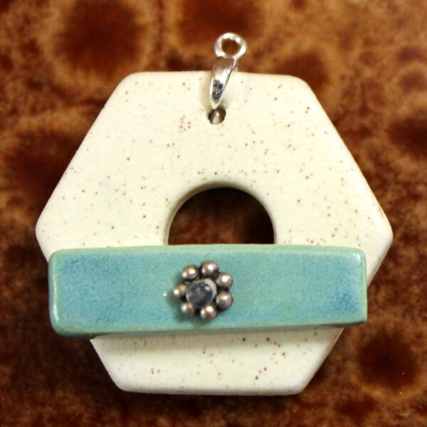 White Sandy Beach Hexagon Toggle Clasp - Ceramic Toggle Clasp