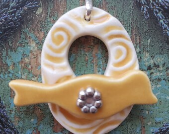 Yellow Swirls Bird - Large Signature Bird Focal Toggle Clasp