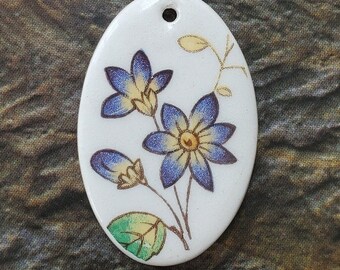 Purple Star Flower Pendant - Ceramic Focal Pendant