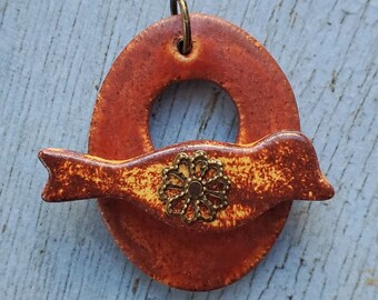 Semi-Matte Rust and Rustic Bird - Large Signature Bird Focal Toggle Clasp