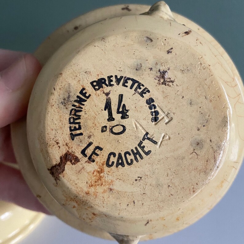 Antique French Le Cachet Terrine Brevettee Pot Lion Heads Etsy