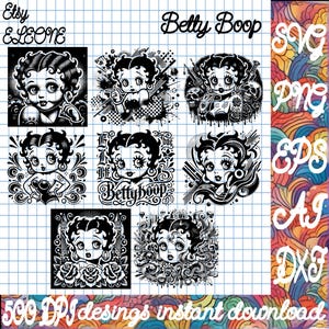 Betty Boop Tatuaje Arte Estilo SVG ? Betty inspirada en tatuajes retro con rosas y golondrinas | Diseño atrevido cortado con láser.
