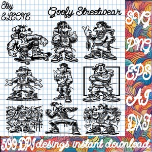 Goofy Streetwear SVG, Goofy Vector File, Cartoon Character Cutting File, Laser Engraving, Cricut Silhouette, PNG dxf AI eps Digital Download