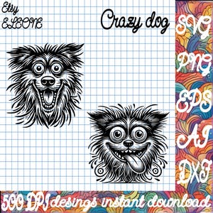 Crazy Dog SVG Cutting File - Fun and Whimsical Dog Silhouettes for Laser Cutting Projects