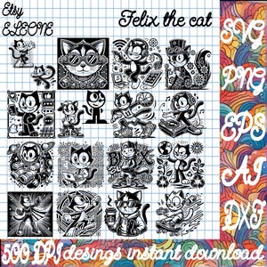 Felix the Cat svg png DXF AI EPS | Cutting File for Cricut and Silhouette | Laser Cutting and Engraving Digital Download