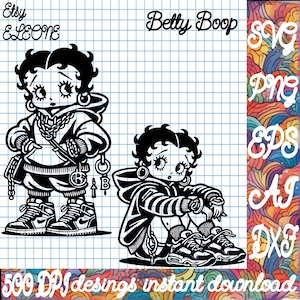 Betty Boop in Streetwear SVG | Trendy Hoodie & Sneaker Betty Cut File | Bold Street Style Laser Cutting Design