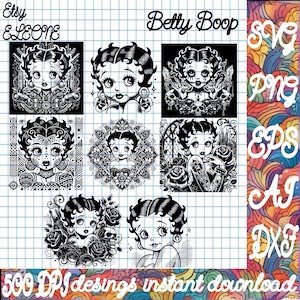 Betty Boop Tatouage Art Style SVG | Betty inspirée du tatouage rétro avec des roses et des hirondelles | Design audacieux découpé au laser.