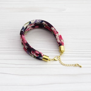 Purple Japanese Kimono fabric cord 5 strand bracelet
