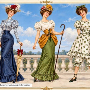 Vintage 1964- EDWARDIAN GIBSON GIRL-Costume Sewing Pattern-Promenade Outfit-Bathing Beauty Swim Costume-Little Bo Peep-Corselet-Size 14-Rare