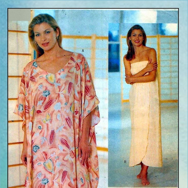 Vintage 1999-CHIC CAFTAN-Sewing Pattern-Shower-Spa Body Wrap-Matching Slippers-Cosmetic Bags-Easy Loose Fitting-Uncut-Size 6-24-Rare