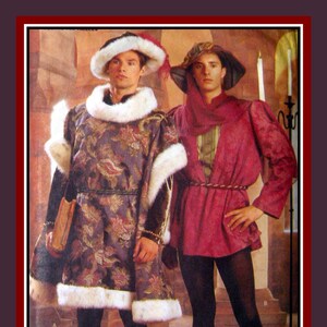 RENAISSANCE NOBEL WARDROBE-Costume Sewing Pattern-Fur Trimmed Tunic & Hat-Long Loose Shirt-Dickey-Hats-Boots-Spats-Uncut-Size Sm-Lg-Rare