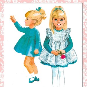 Vintage 1966-DESIGNER DRESS PINAFORE-Helen Lee-Sewing Pattern-Empire Waist Dress-Ruffled Pinafore-Lined in Organdy-Uncut Size 3-Rare