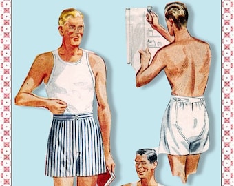 Vintage 1953-GENT’S BOXER SHORTS-Sewing Pattern-Three Styles-Must Have Undergarment for Retro Fashions-Uncut-Size 30-Rare