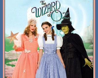 WIZARD OF OZ-Costume Sewing Pattern-Dorothy-Wicked Witch-Good Witch Glinda-Long Gowns-Cape-Pointed Witch Hat-Dress-Uncut-Size 6-12