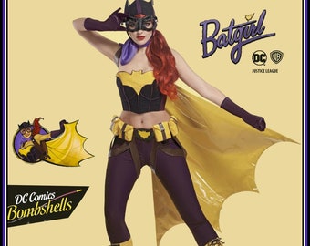 RETRO BATGIRL-Costume Sewing Pattern-Bustier-DC Comics Original-Leggings-Bat Wing Cape-Boot Covers-Belt Harness-Uncut-Size 6-14-Rare