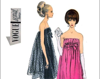 Vintage 1966-STUNIING AVENING GOWN-Cocktail Dress-Vogue Special Design-Sewing Pattern-Two Styles-Gefeatured in Vogue-Uncut-Größe 10-selten