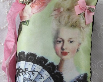 LAVENDER SACHET-Marie Antoinette-Shabby Chic-French Lavender-Silk-Rhinestone Charm-Pink Bow-Ribbons-Lovely Gift