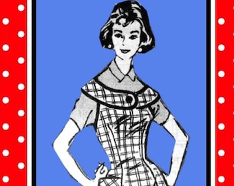 Vintage 1957-Darling Yoke Apron-Mail Order Sewing Pattern-Shaped Yoke-Patch Pocket-Dart Fitted-Bias Binding Trim-Size Medium-Rare