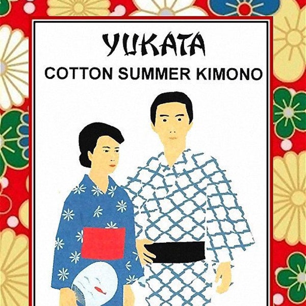 Vintage 1997-JAPANESE YUKATA KIMONO-Matching Obi-Complete Sewing- Pattern Drafting Instructions Pamphlet-Men-Women–Mega Rare