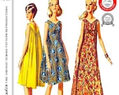 1967-HAWAIIAN MU-MUU-Print-At-Home-Sewing Pattern& Large A-O Print Format-Flowing Fan Back-V-Shaped Yoke-Instant Digital Download-Size 12-20