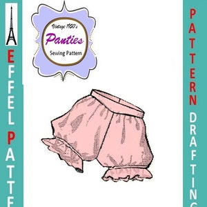 1950s-PANTIES-Shaped Yoke-Ruffle Leg-Soft Gathers-Pattern Drafting Design-All Sizes-Toddler-Adult-Plus-Pdf- FREE 1957 Sewing EBook