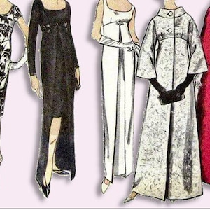 Vintage jaren 60-AUDREY HEPBURN-stijl avondensemble-Vogue naaipatroon-Empire taille avondjurk en jas-cocktailjurk-strik-maat 12-zeldzaam