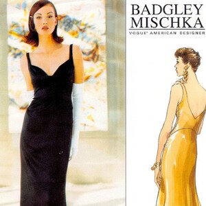 Vintage 1996-Glamour Evening Gown-Cocktail Dress-Vogue Designer Sewing Pattern-Sweetheart Neckline--Deep V Back-Uncut-Size 14-18-Rare-OOP