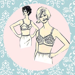 Vintage 1969-BULLET BRA-Designer Sewing Pattern-Two Styles-Fitted-Formed-Shoulder Strap-Back Closure-Lace--Size 36 A –B- C Cup-Rare