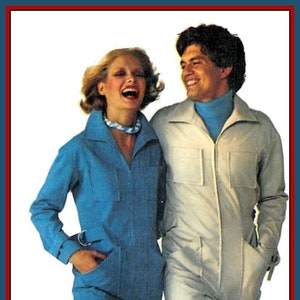 Vintage 1976-WORK-PLAY JUMPSUIT-Women’s Sewing Pattern-Front Zip-Dropped Shoulders-Patch Pockets-D Rings-Ankle Straps-Size 12-Rare