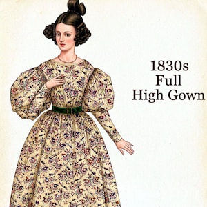 ANTEBELLUM TEEKLEID-Authentische Historische Schnittmuster-Passend Gefüttert Mieder-Gigot Ärmel-Voll Raffung Rock-Ungeschnitten-Größe 10-20-Selten